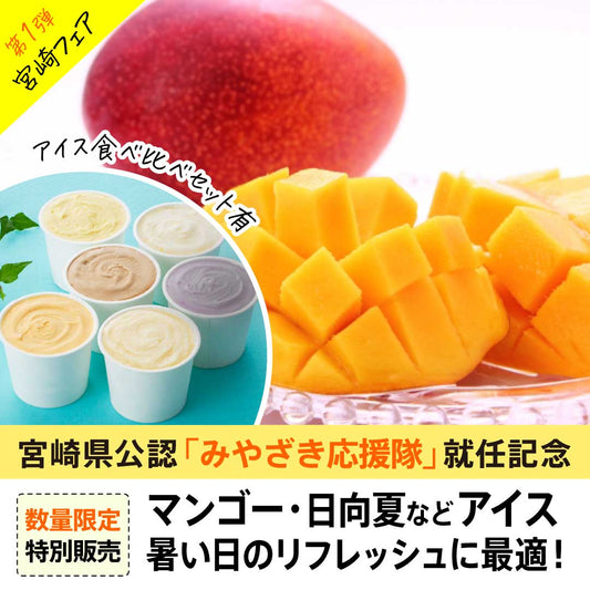 【数量限定】完熟宮崎マンゴー(太陽のたまご)アイスクリーム・日向夏アイス特別販売