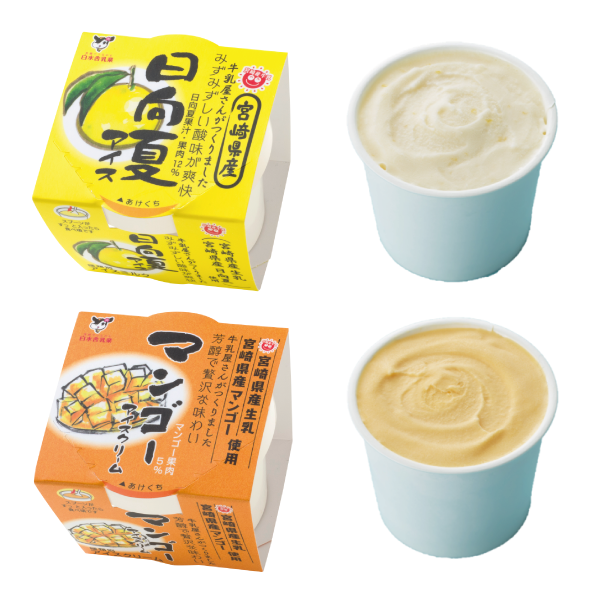 【送料無料 日時指定不可】宮崎県産日向夏アイス 完熟宮崎マンゴーアイス食べ比べ6個セット|ご自宅用 ギフト プレゼント 贈り物 お中元に(熨斗 メッセージカード不可)